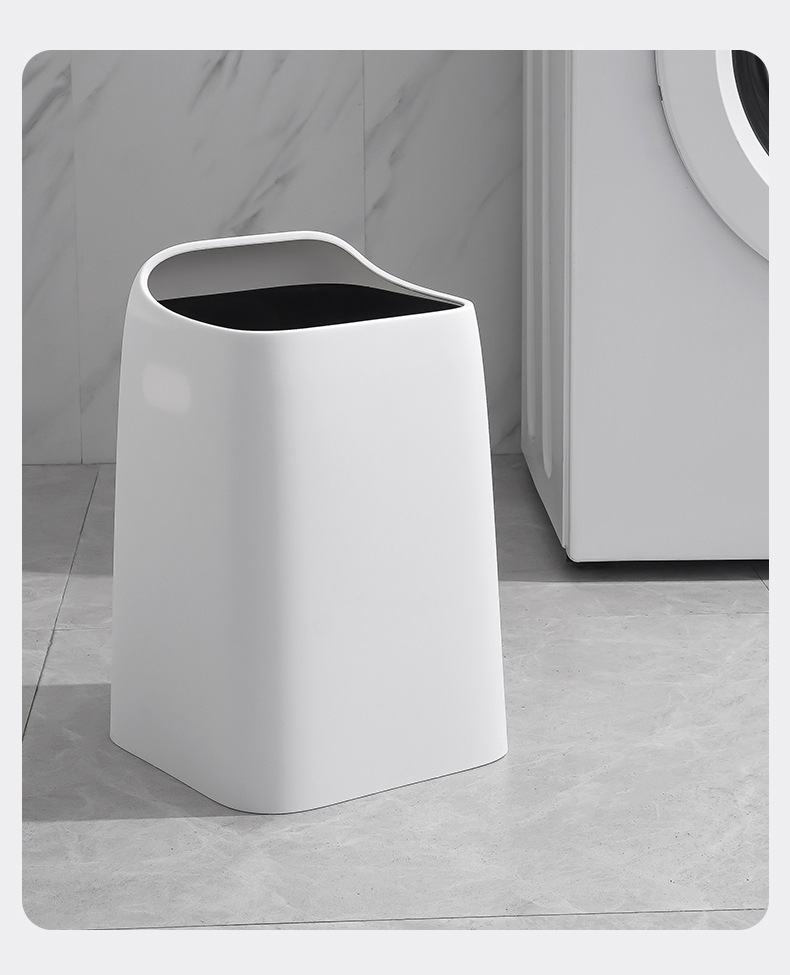 北欧风简约卧室客厅纯色垃圾桶厨房卫生间斜口双层塑料垃圾桶家用详情9