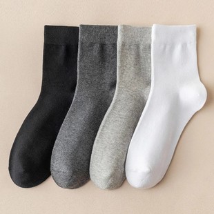 White socks men's mid-tube spring and summer Four Seasons stockings business leather shoes black men's socks cotton socks manufacturers wholesale