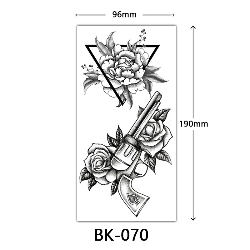 クロスボーダー特別供給スケッチフラワータトゥーステッカースケッチタトゥーステッカーバラの花黒と白の花タトゥー|undefined