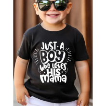 ŷ��羳��JUST A BOY WHO LOVES HIS MAMA Letter Print T-Shirt