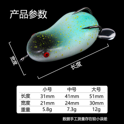 Manufacturer wholesale simulated rabbit frog sequined thunder frog 5.8g7.3g12g Luya bait fake bait sea fishing bass mandarin fish