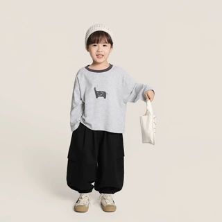 畅果服饰男童长袖t恤秋装新款儿童中小童条纹撞色卡通上衣韩版
