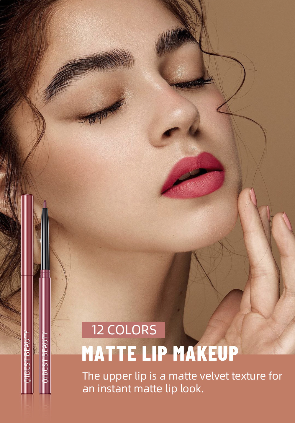 QIBEST Cross-border Matte Lip Liner Pen 12-color Mixed Lip Liner Pen Nude Set Waterproof Decorative Lipstick Pen Item Picture