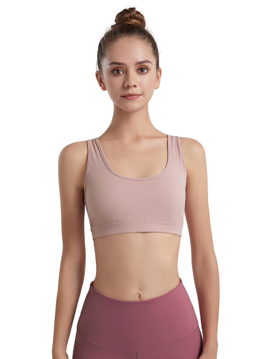 Europa y América nueva ropa interior deportiva de alta resistencia para mujeres corriendo a prueba de golpes yoga fitness chaleco desnudo de secado rápido push up bra