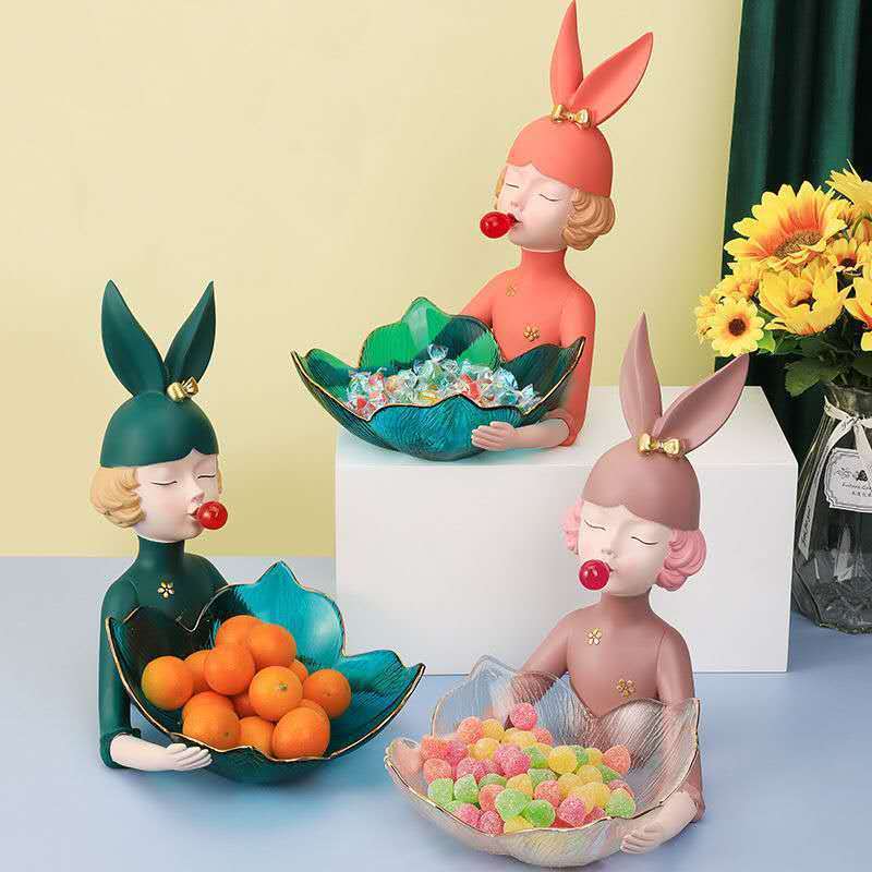 Nordic Style Light Luxury Bubble Girl's Fruit Plate Recess Plate Home Living Room Coffee Table Online Celebrity Fruit Plate Candy Plate Ornaments