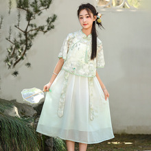 7025少女新中式民国风初中改良旗袍连衣裙汉服套装大童夏季公主裙