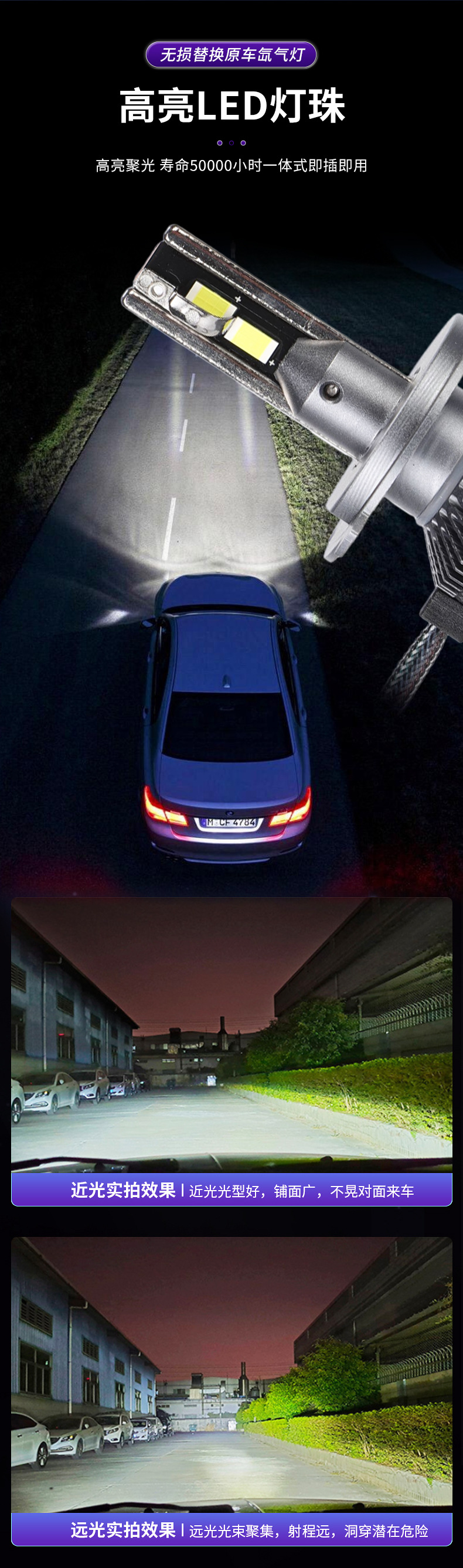 Cross-border automotive LED headlights L2 series lights, dual copper tube high-brightness bulbs, car lights, high and low beam focused LED headlights