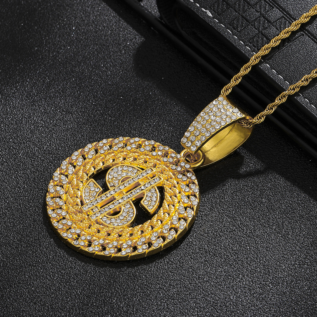 Collar colgante de dólar estadounidense con personalidad de estilo hip-hop transfronterizo europeo y americano
