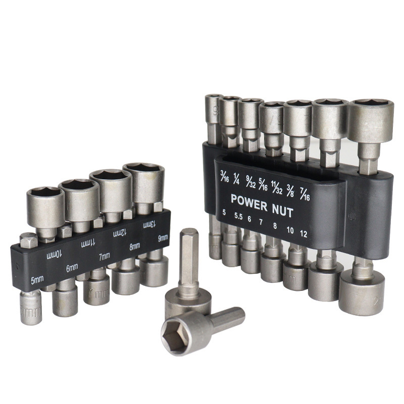 Hexagon handle wind batch socket head hand electric drill electric screwdriver 6.35 Screwdriver Accessories 9/14 piece set metric inch Hexagon handle wind batch socket head hand electric drill electric screwdriver 6.35 Screwdriver Accessories 9/14 piece set metric inch