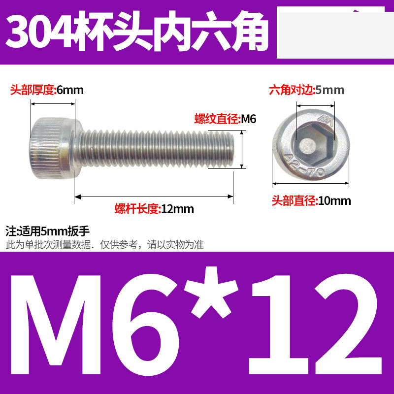 304ステンレス鋼六角穴付きネジカップヘッドDIN912円筒頭精密M1.4M1.6M2M2.5M3M4M5