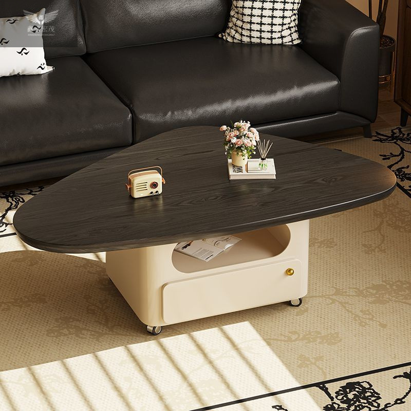 Mesa de centro de estilo crema francesa de madera maciza, sala de estar, hogar, apartamento pequeño, moderno, simple, ligero, de lujo, mesa de té móvil de alta gama