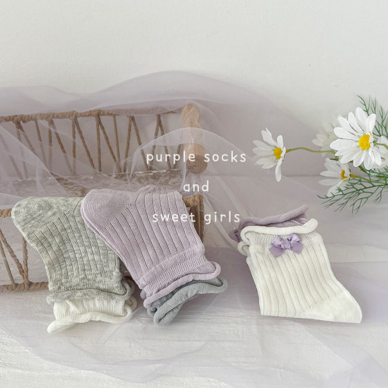 Minliu Girls Socks Summer Lace Sweet Mid-tube Socks Mesh Breathable Boneless Curl Bow Children Socks