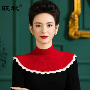 Half Turtleneck Pullover Shawl Fake Collar Full Wool Neck Scarf Knitted Small Cape Scarf Cold Protection Shoulder and Neck Protector Neck Cover