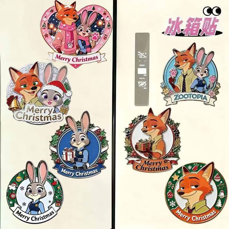 Zootopia 2 Judy and Nick Cp High-Quality Christmas Magnetic Refrigerator Magnets Home Commemorative Decoration Collection