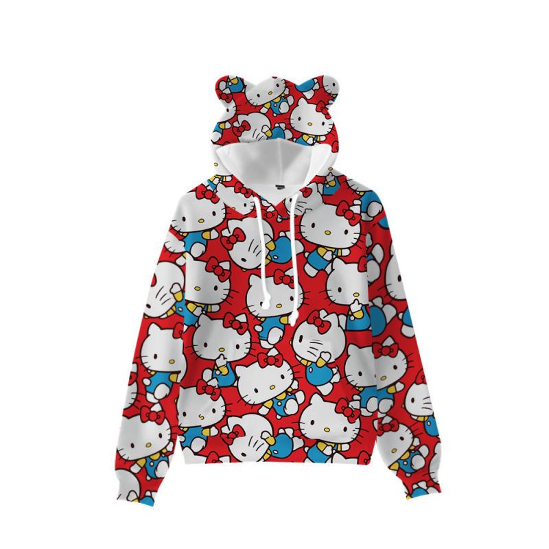 3D Cat Ear Hoodie Sanrio Hooded Sweater hell kitty Hello Kitty Yugui Dog Sweater