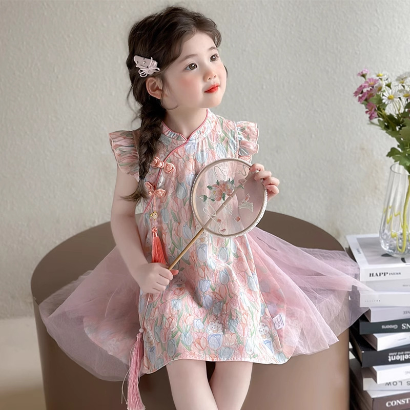 Girls' Summer Dress 2026 New Style Children's Princess Dress Qipao Hanfu Baby Summer Dress Chinese Style Girls' Summer Dress 2026 New Style Children's Princess Dress Qipao Hanfu Baby Summer Dress Chinese Style