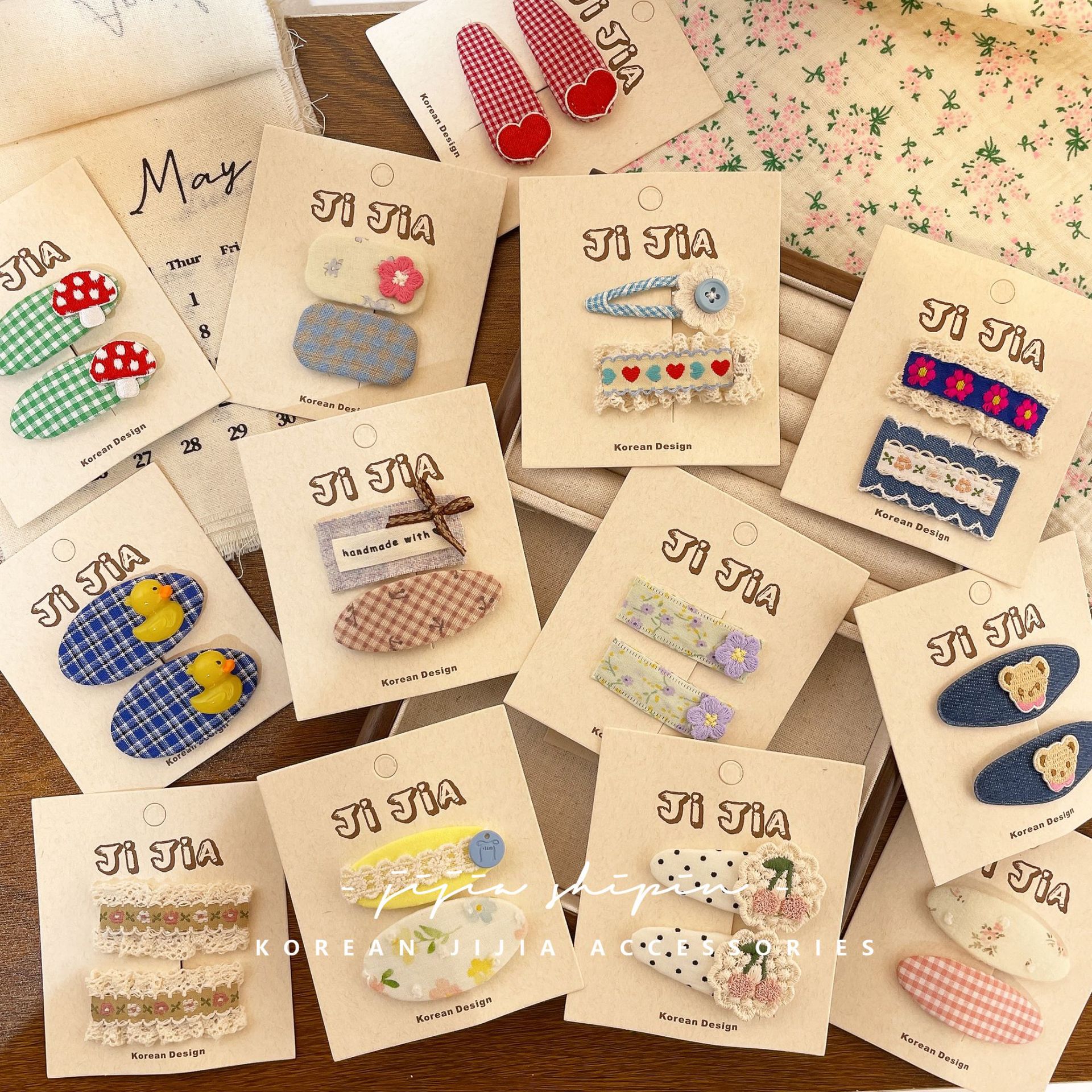 korean style sweet fabric floral barrettes cute bunny bb clip all-match children‘s cropped hair clip barrettes baby side clip hairpin