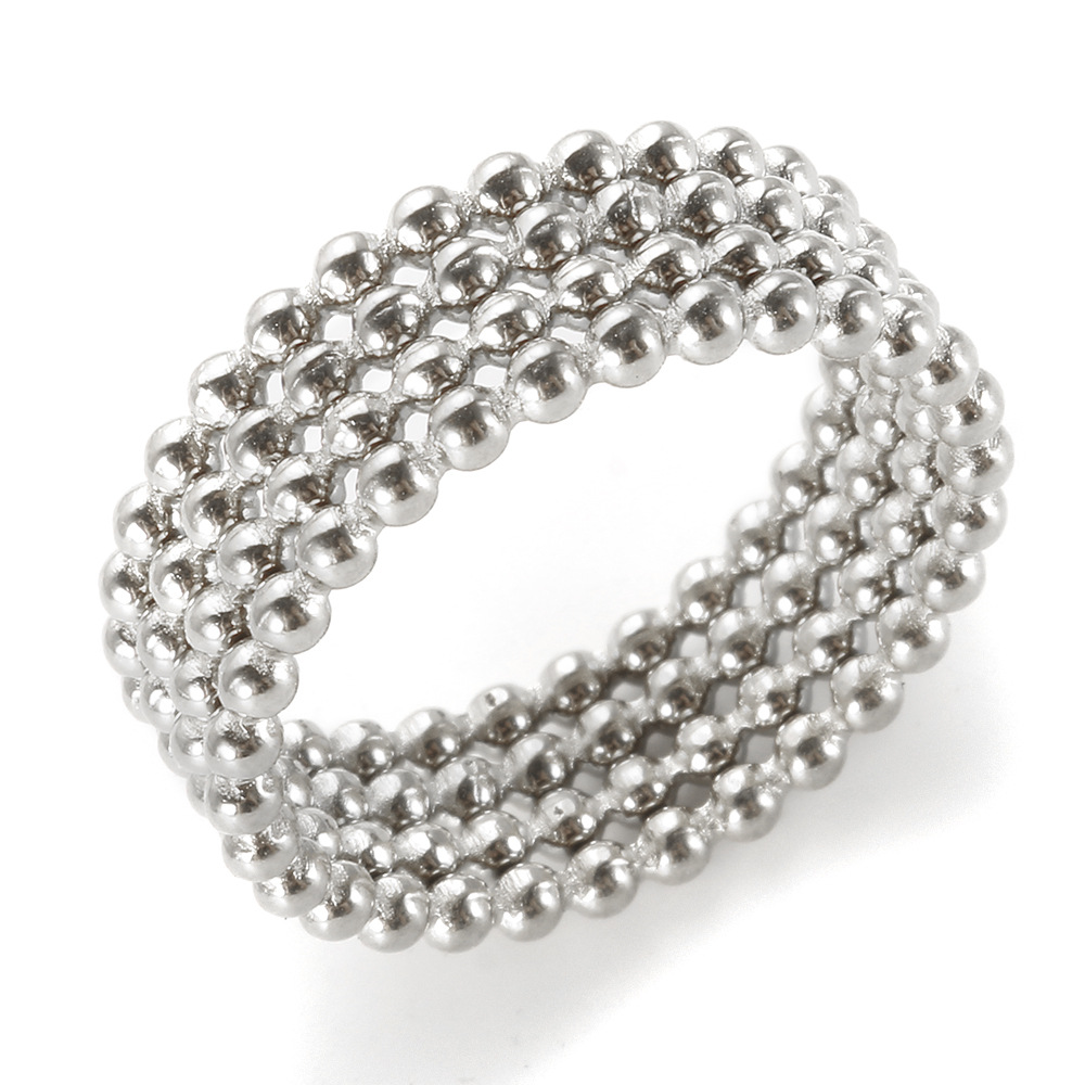 小さなラウンドビーズリング、色あせしない、ニッチなインスタイル、ハイエンド、軽い高級感、多用途リング、男性と女性のための同じスタイルのハンドアクセサリー