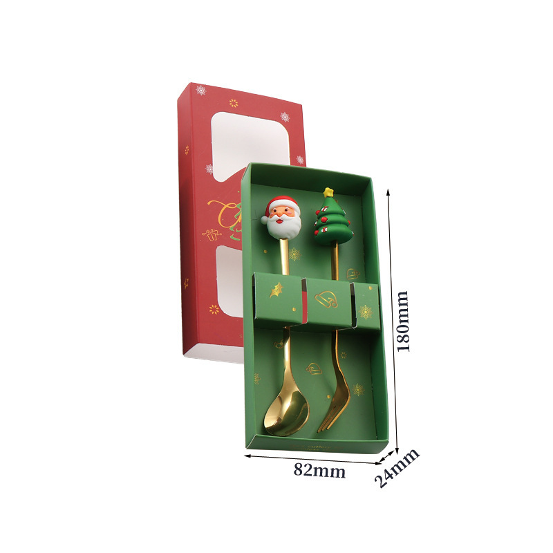 Oro 2pcs (cuchara para ancianos + tenedor de árbol) - lanzamiento de agua