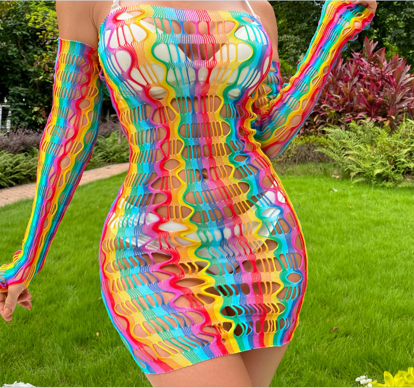Rainbow Color Bodycon Skirt Set Image 2