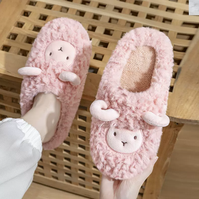 棉拖鞋冬天室内居家TPR防滑底秋冬季毛拖鞋情侣款加绒保暖平底