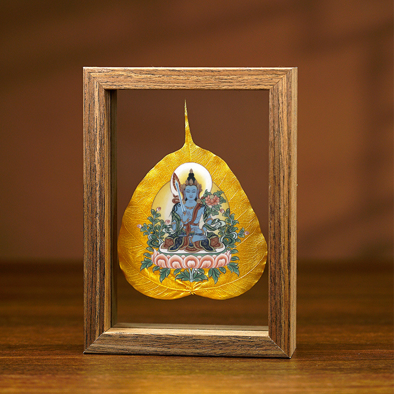 La Tabla pintada madera de la decoración de la hoja de Bodhi Zodiaco Dios amarillo del espécimen de la hoja de la riqueza puede ser cuadro fijo alta tabla transparente de la decoración de cristal