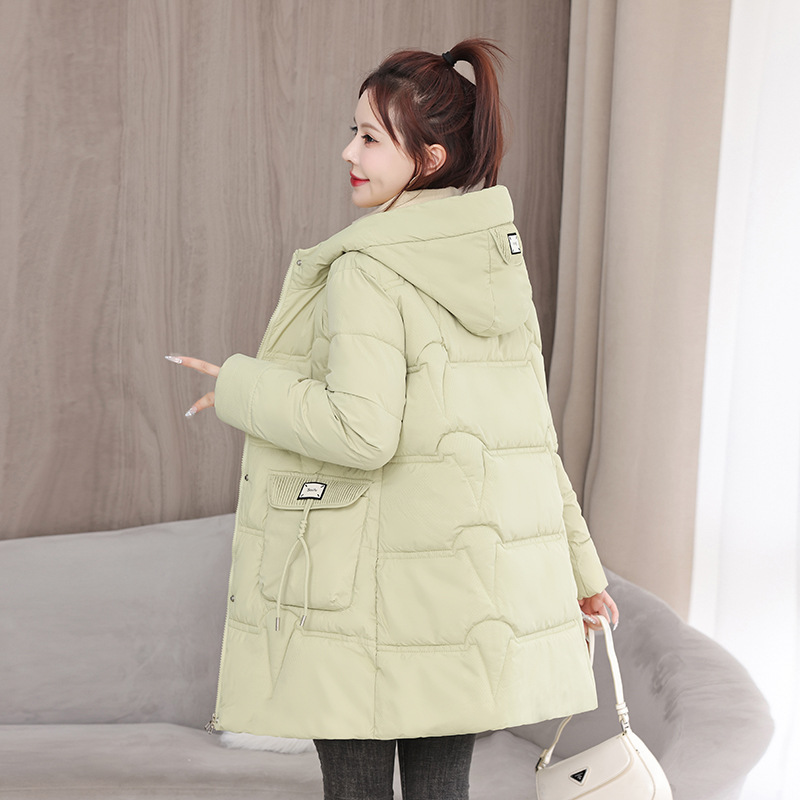 2025 nueva chaqueta china de algodón encapuchada de invierno de algodón sólido chaqueta de algodón gruesa y larga chaqueta de mujer image 9