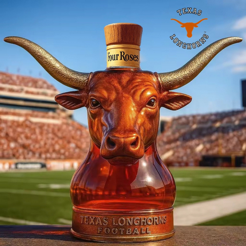 跨境新品摆件Longhorns Whiskey Bottle长角牛橄榄球队威士忌酒瓶|undefined