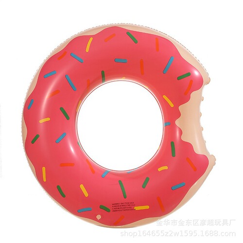 Inflatable donut-shaped swimming ring, pink and coffee-colored PVC swimming ring for adults, swimming supplies, lifebuoy manufacturer wholesale