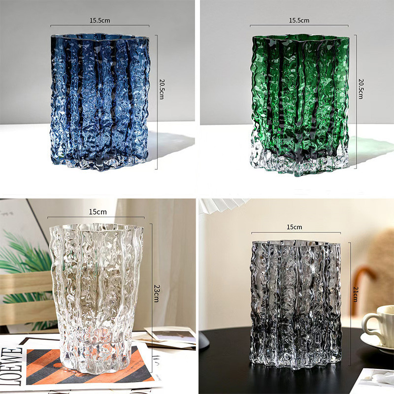 European Simple Glacier Transparent Glass Vase Lily Dry Flower…