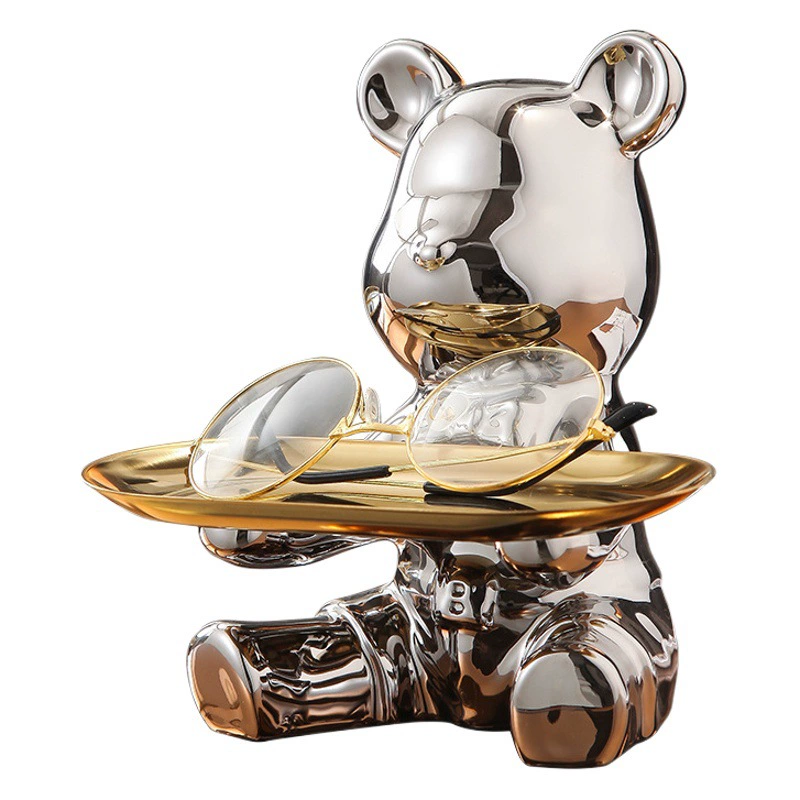 Поднос насильственного медведя украшает входной ключ, чтобы принять современные легкие и покрытые роскоши керамические входные входные украшения для обувного шкафа