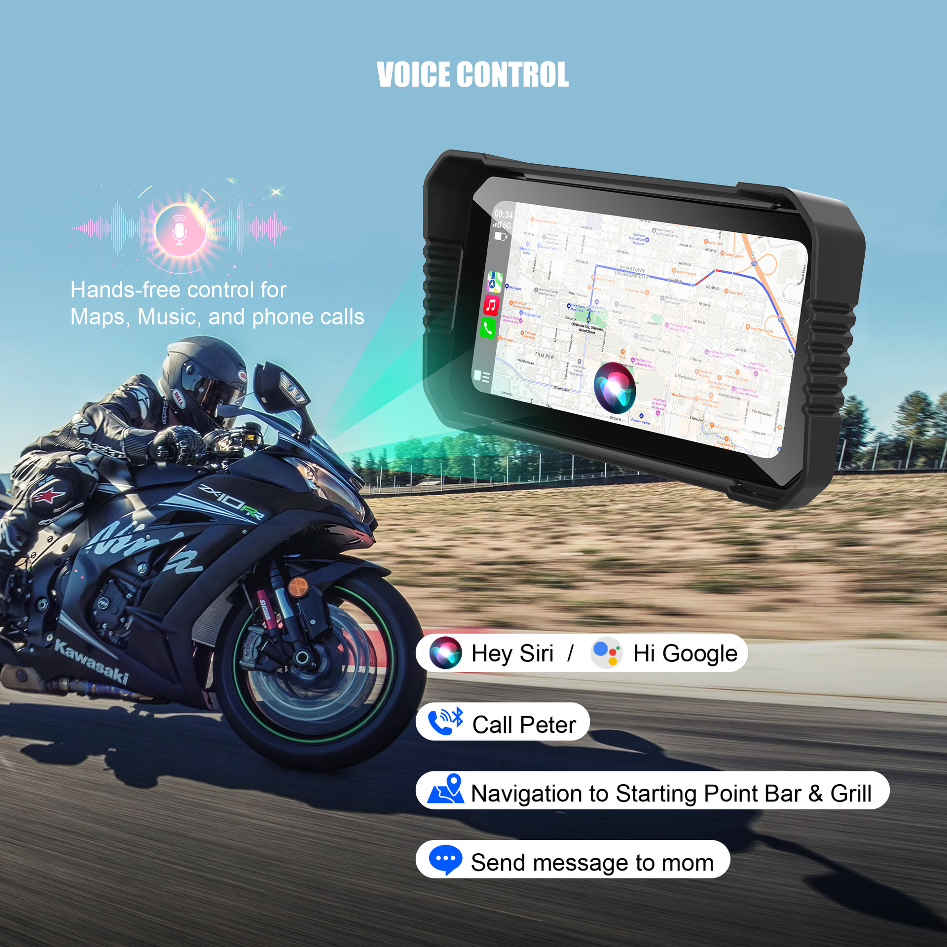 7inch Motorcycle Dashcam with Front and Rear Dual Lenses, High-Definition Carplay Motorcycle Navigation Recorder