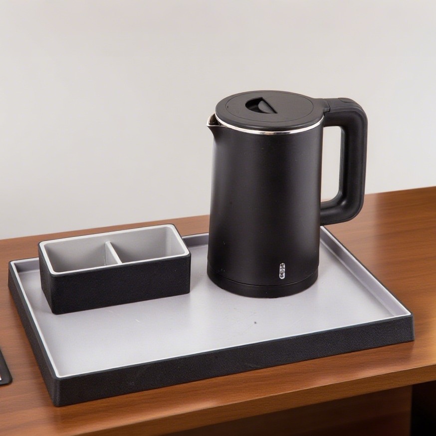 Honeyson nuevo set de bandeja de hervidor de agua eléctrica, bandeja de bienvenida para habitaciones de hotel, hervidor de agua apagado automático