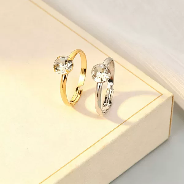 Cross-Border Amazon Jewelry Rings, Simple and Fashionable Wedding Couple Diamond Adjustable Rings, Available in Multiple Colors and Can Be Packaged