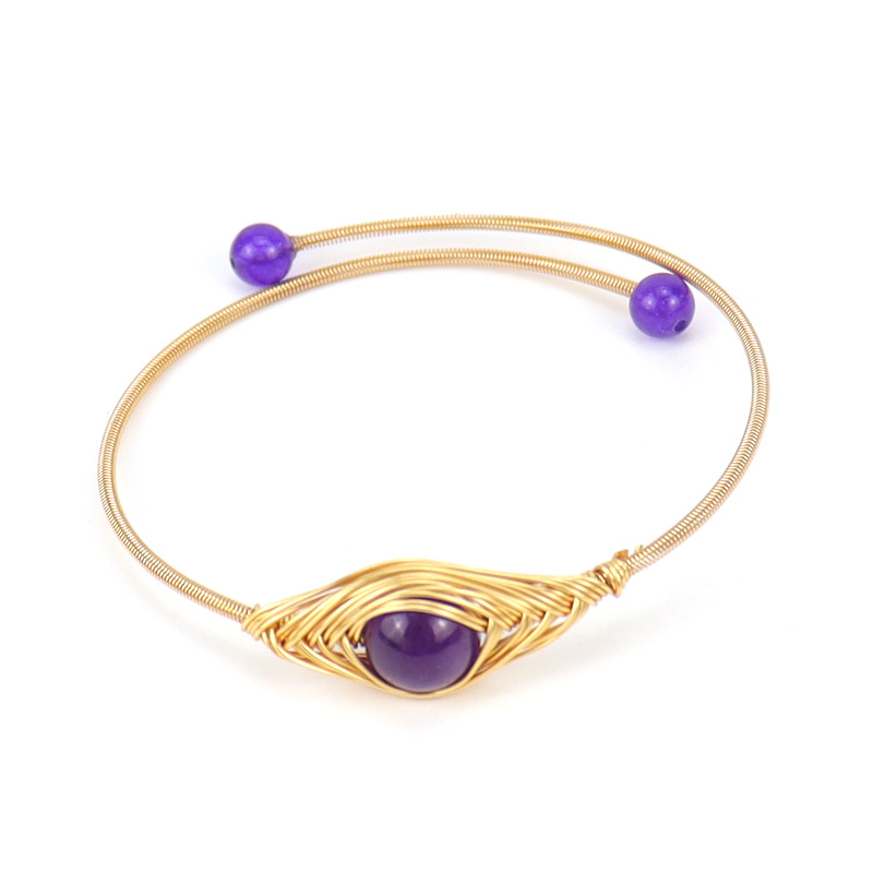 Fashion Geometric natural stone Copper Plating Bangle 1 Piece