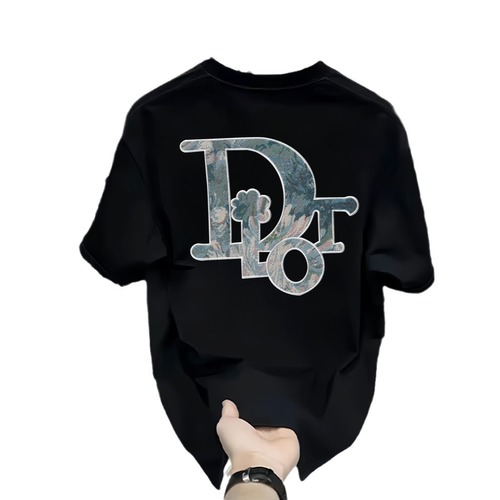 Heavyweight Pure Cotton Short Sleeve T-Shirt Casual Trendy Men's and Women's Summer Insta White Matchable Crew Neck Top Trendy Matchable Men's Half Sleeve