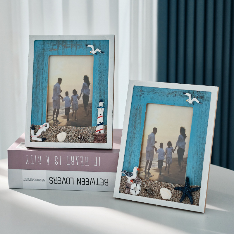 6-inch children's personalized Mediterranean photo frame decoration creative retro wooden photo frame decorative picture frame photo frame