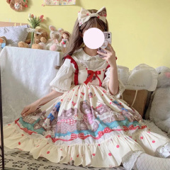 {全在庫あり}ロリータベアランドドレスかわいいJSKサスペンダードレスベアパーティードレス