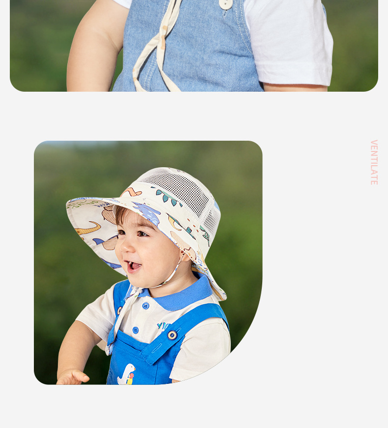 子供 日焼け止め帽子 ベビーサンハット 夏用 通気性 紫外線対策  詳細画像