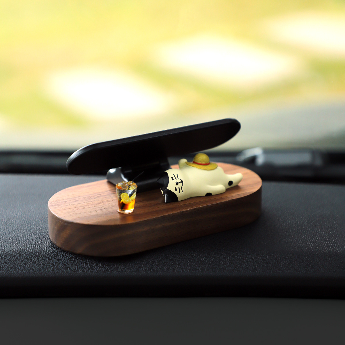 Creative Black Walnut Wood Temporary Parking Number Plate Mobile Phone Moving License Plate Car Ornaments Car Retro Style