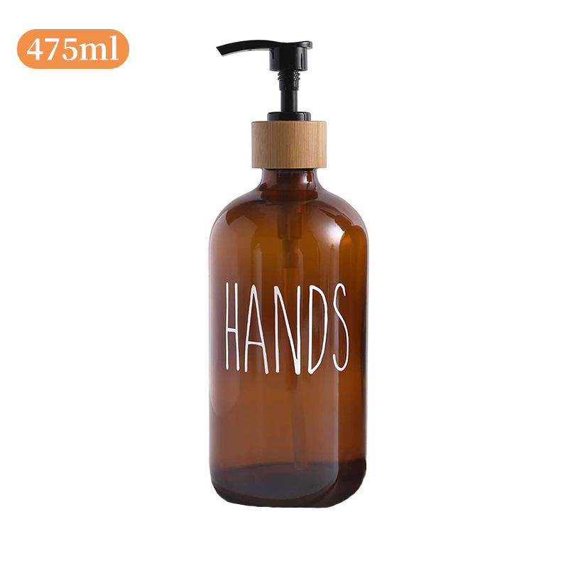Dispensador de jabón de vidrio ámbar Boston 500 ml, botella con bomba a presión para baño y cocina, stock al por mayor