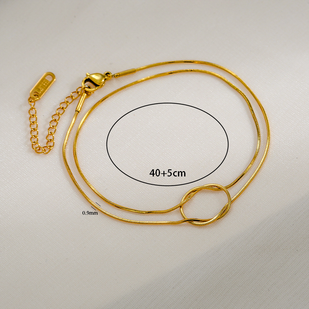 4g Weight PVD Coated Gold Plating Process 18K Real Gold Plated Plating Material 304 Stainless Steel Pendant Material Bracelets Classification Simple Style Knot Titanium Steel Snake Chain Bracelets In Bulk