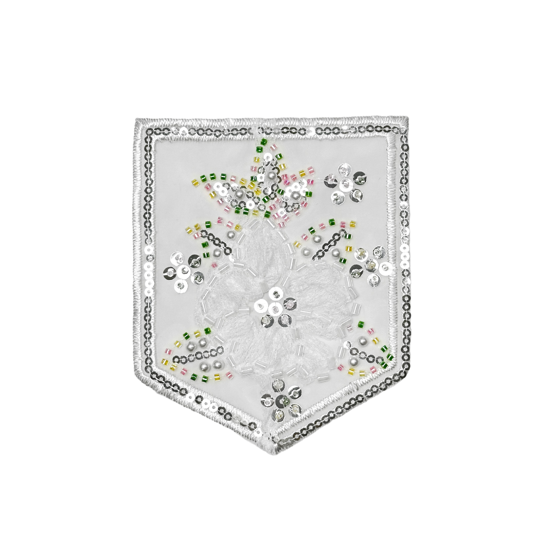Nueva moda de agua bordada flor de tela pegada pentagonal bolsillo decoración pegada jeans ropa accesorios comercio exterior
