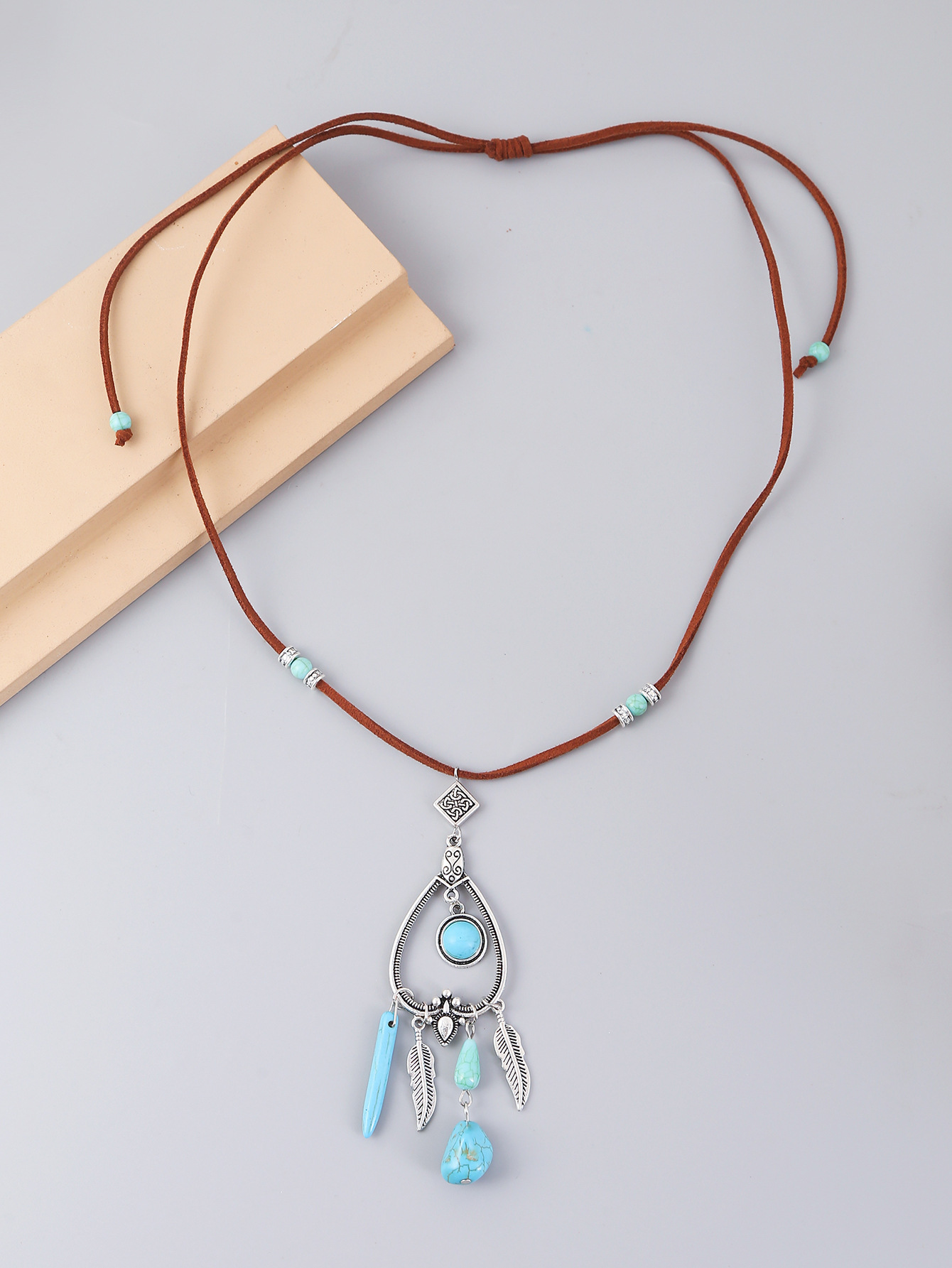 Ethnic Style Water Droplets Alloy Turquoise Plating Womenu0027S Pendant Necklace 1 Piece