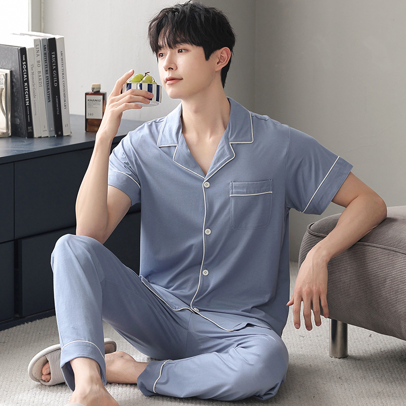 Pijamas de los hombres verano modal algodón pantalones manga corta más tamaño pijama cardigan Delgado desgaste del hogar traje casual