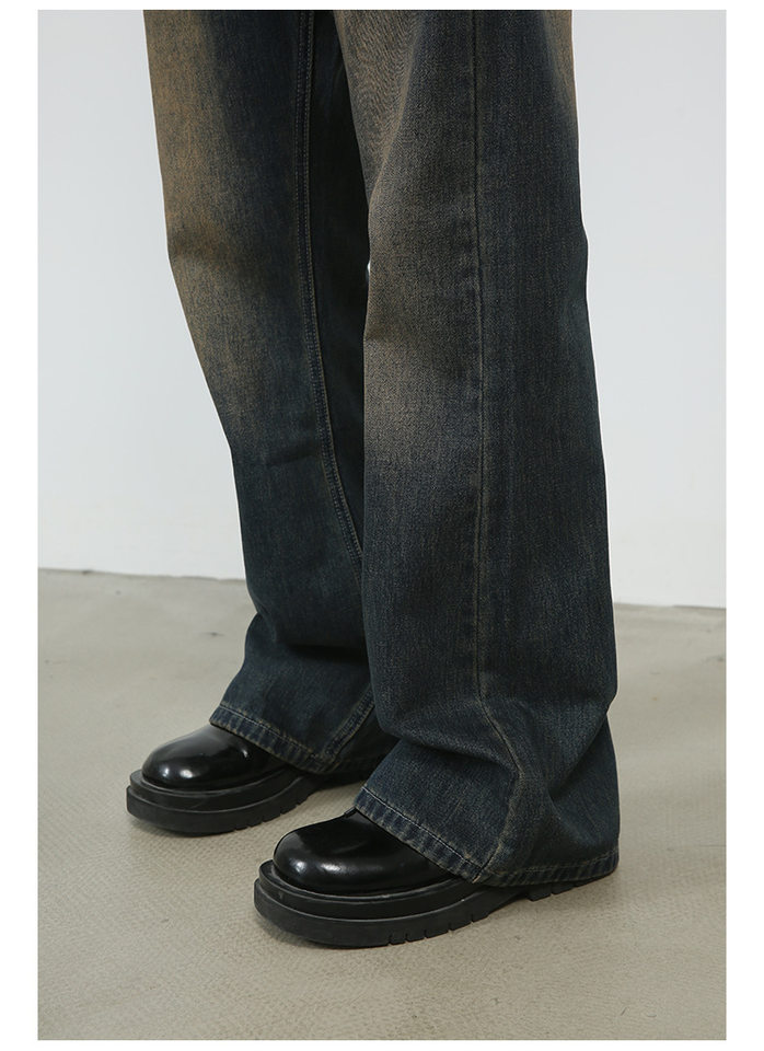 Quần jean nam ống đứng dáng suông rộng cạp vừa phong cách Hàn, vải denim giặt cổ điển — Xanh lam nhạt, Xám nhạt, Đất Sét chi tiết 12