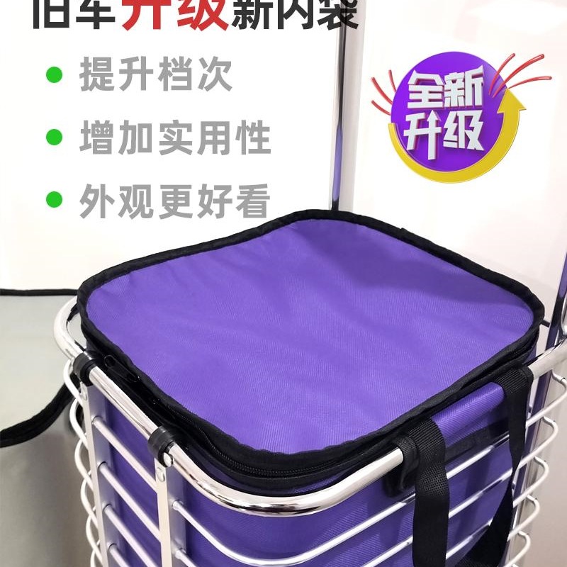 Bolsa de tela portátil del carrito de compras doméstico con cremallera de mejora de doble capa a prueba de agua, aislamiento térmico y preservación de la fresca y duradera