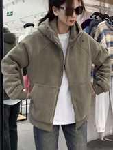 秋冬男士新款高密度宾利绒连帽外套时尚百搭防寒保暖纯色休闲夹克