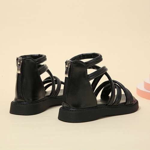 Girls' Sandals 2024 Summer New Fashion Little Girls' Sandals Soft Sole Children's Roman Shoes for Big Kids Princess Shoes