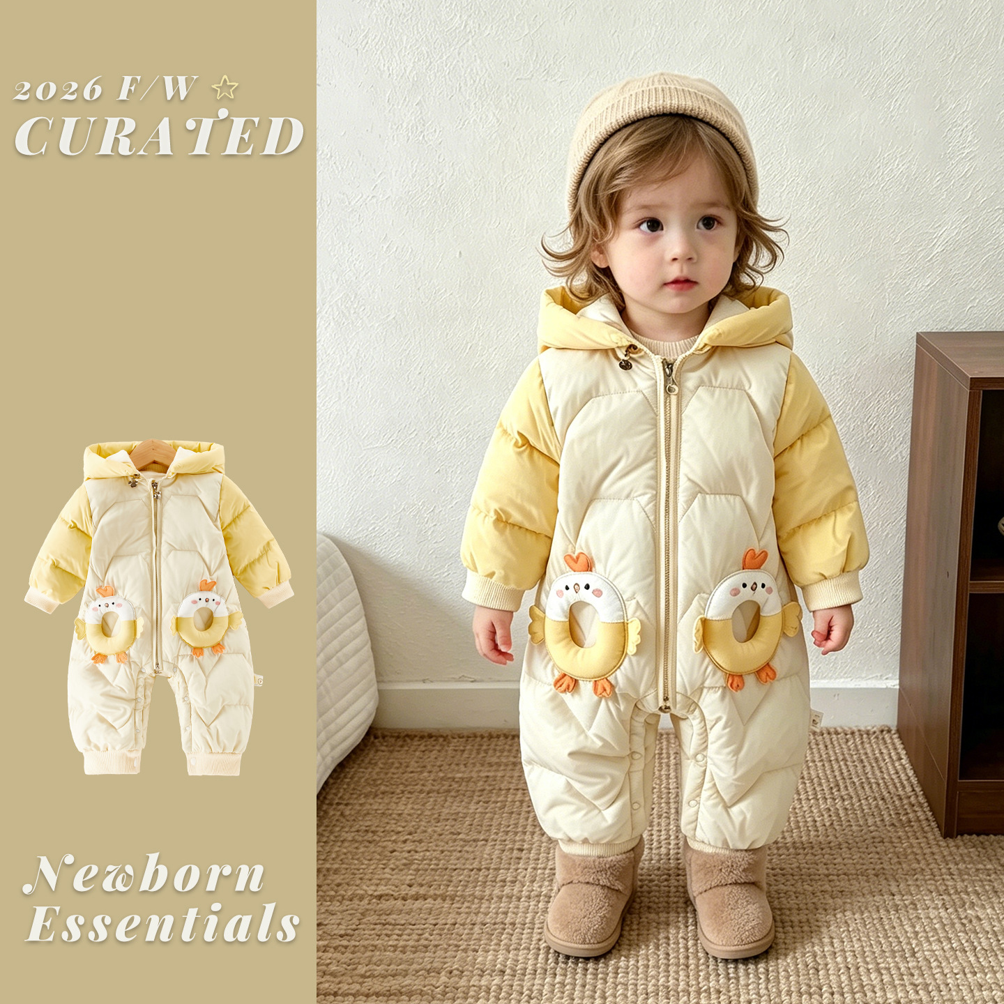 New Starting Point Clothing Baby Clothes Winter Clothes for Men and Women Baby down Jacket Jumpsuit Newborn Winter Outing Clothes